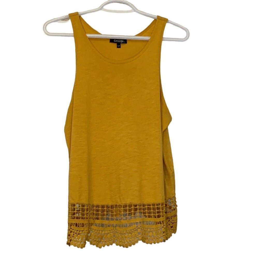 George Mustard Yellow Women's Size S Tank Top with Crocheted Bottom​​​​​​​